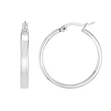 Stately Steel Square Tubing Round Hoop Earrings