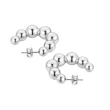 Stately Steel Stainless Steel Ball Cuff Earrings