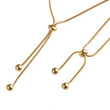 Stately Steel Stainless Steel Beaded Lariat Necklace and Bracelet Set