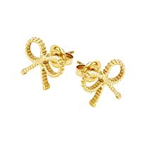 Stately Steel Stainless Steel Bow Stud Earrings