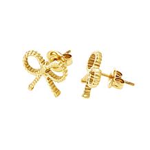 Stately Steel Stainless Steel Bow Stud Earrings