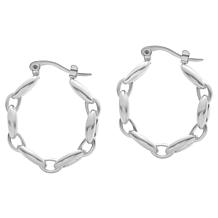 Stately Steel Stainless Steel Buckle Hoop Earrings