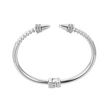 Stately Steel Stainless Steel CZ Arrow Cuff Bangle