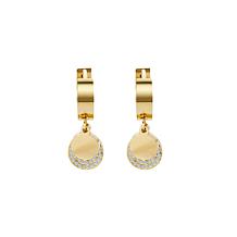 Stately Steel Stainless Steel Double Circle CZ Dangle Earrings