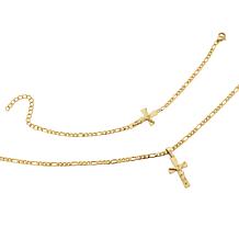 Stately Steel Stainless Steel Figaro Chain Crucifix Jewelry Set