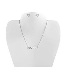 Stately Steel Stainless Steel "I ♥ Mom" Necklace and Heart Earring Set