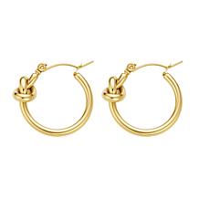 Stately Steel Stainless Steel Knot Hoop Earrings