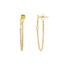 Stately Steel Stainless Steel Lightning Bolt Chain Stud Earrings