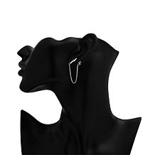 Stately Steel Stainless Steel Lightning Bolt Chain Stud Earrings