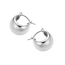 Stately Steel Stainless Steel Puffy Hugger Earrings