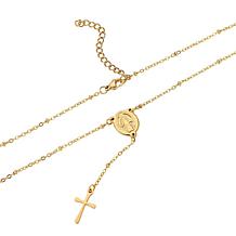 Stately Steel Stainless Steel Rosary Necklace