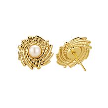 Stately Steel Stainless Steel Simulated Pearl Stud Earrings