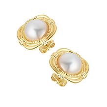 Stately Steel Stainless Steel Simulated Pearl Stud Earrings