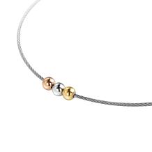 Stately Steel Stainless Steel Triple Ball Cable Wire Necklace