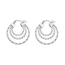 Stately Steel Stainless Steel Triple-Round Wave Hoop Earrings
