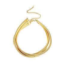 Stately Steel Stainless Steel Triple Snake Chain Choker Necklace