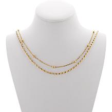 Stately Steel Stainless Steel Two Strands Beads Necklace