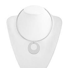 Stately Steel Tapered Circle Pendant with 17" Wire Necklace