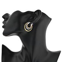 Stately Steel Triple-Round Hoop Earrings