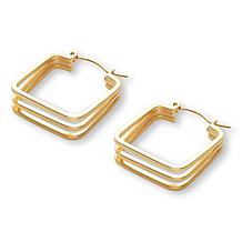 Stately Steel Triple Square Hoop Earrings