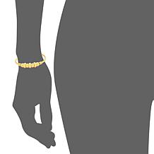 Stately Steel Twisted Cable Wire Bead Accent Cuff Bangle