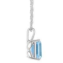 Sterling Silver 10x8mm Emerald-Cut Gemstone Pendant with Chain
