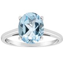 Sterling Silver 10x8mm Oval-Cut Gemstone Ring