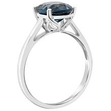 Sterling Silver 10x8mm Oval-Cut London Blue Topaz Ring