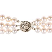 Sterling Silver 6-7mm Cultured Pearl 3-Strand Layered 19" Necklace