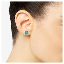 Sterling Silver 6mm Cushion-Cut Blue Topaz Stud Earrings