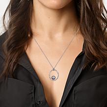 Sterling Silver 8-9mm Cultured Tahitian Pearl Circle Necklace