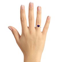 Sterling Silver 8mm Heart-Shaped Gemstone Ring