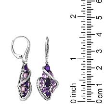 Sterling Silver Amethyst & Created White Sapphire Cluster Earrings
