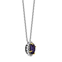 Sterling Silver Amethyst and Created White Sapphire Halo Necklace