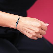 Sterling Silver Blue Topaz and Created White Sapphire Bolo Bracelet