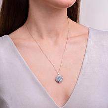 Sterling Silver Colored Gemstone and White Zircon Pendant with Chain