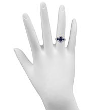 Sterling Silver Created Blue Sapphire and Cubic Zirconia Ring
