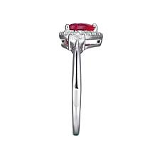 Sterling Silver Created Ruby and CZ Heart Ring
