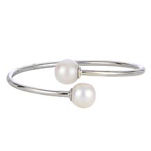 Sterling Silver Cultured Freshwater Pearl By-Pass Bangle Bracelet