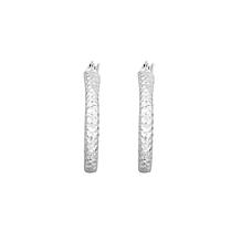 Sterling Silver Diamond-Cut Hoop Earrings - 13/16"