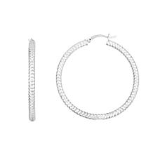 Sterling Silver Diamond-Cut Round Tube Round Hoop Earring - 3/4"