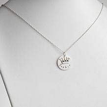 Sterling Silver Engraved Crown Name Disc Necklace