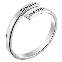 Sterling Silver Engraved Double Name Bypass Ring