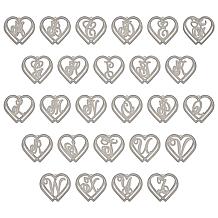 Sterling Silver "Entwined" Double Heart Initial Earrings