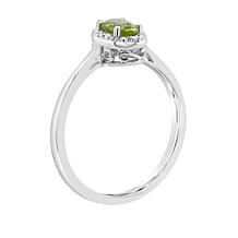 Sterling Silver Gemstone and Diamond Accent 6x4mm Oval Ring