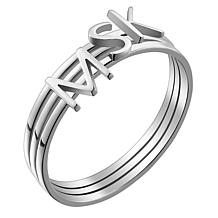 Sterling Silver or Gold over Sterling Petite Uppercase Initials Rin...