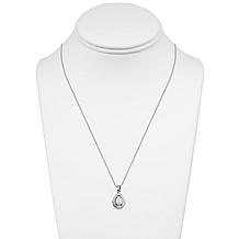 Sterling Silver Pear-Shape Created Opal and CZ Halo Pendant with Chain