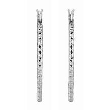 Sterling Silver Polished and Diamond-Cut Oval Hoop Earrings - 3/4"