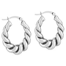 Sterling Silver Polished Bamboo Detail Earrings