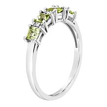 Sterling Silver Princess-Cut Gemstone and Diamond Accent Band Ring